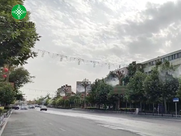 新疆城市道路降尘应用双世宠妃路灯喷淋降尘系统案例